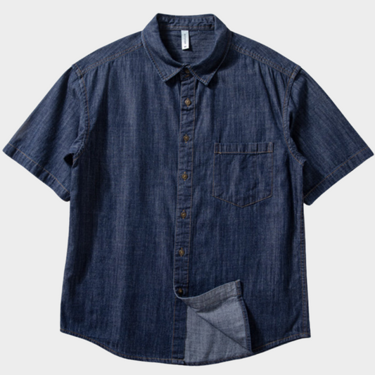 Denim - Lose dünnes Retro-Arbeitskleidungs-T-Shirt