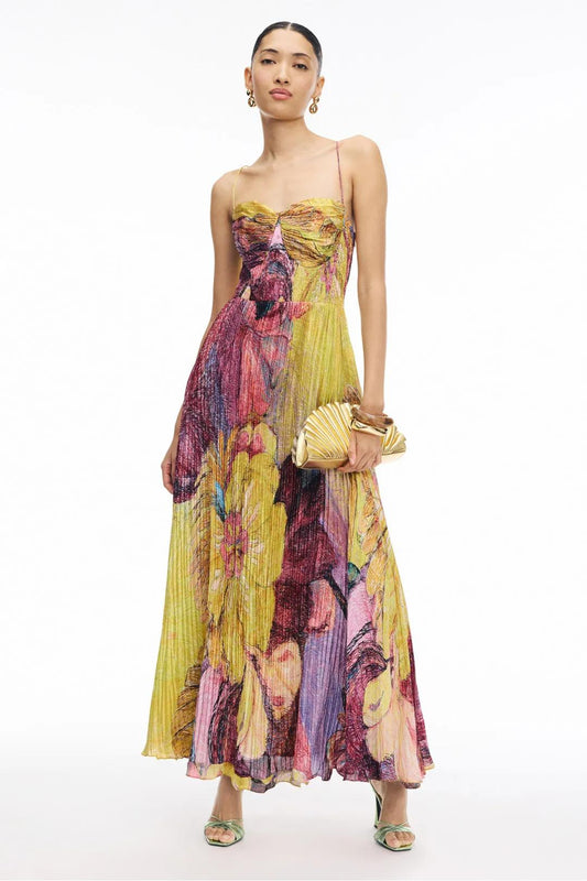 Kiara - Mehrfarbiges Maxikleid mit Ikat-Print