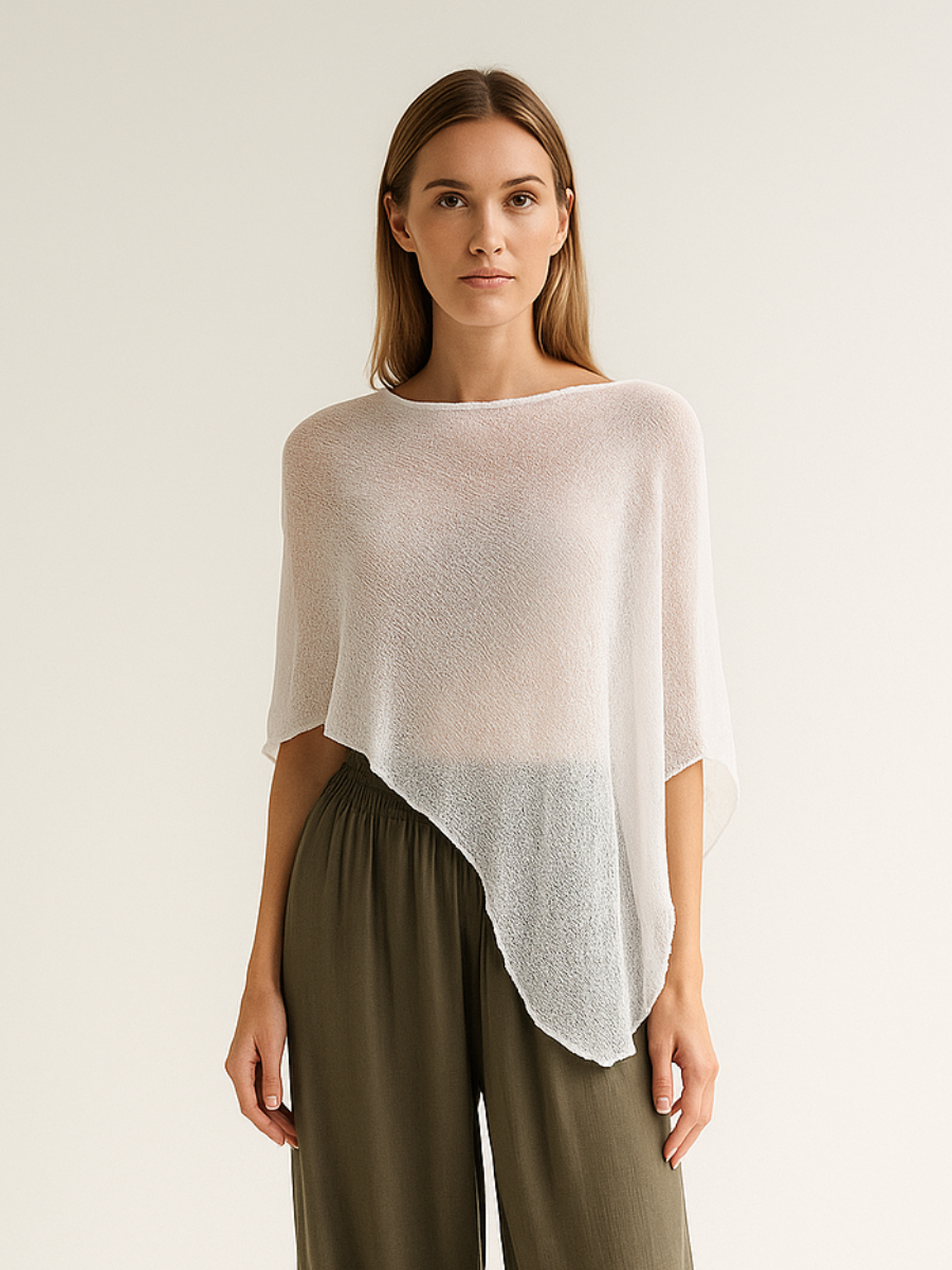 Durchsichtiger Strick-Poncho