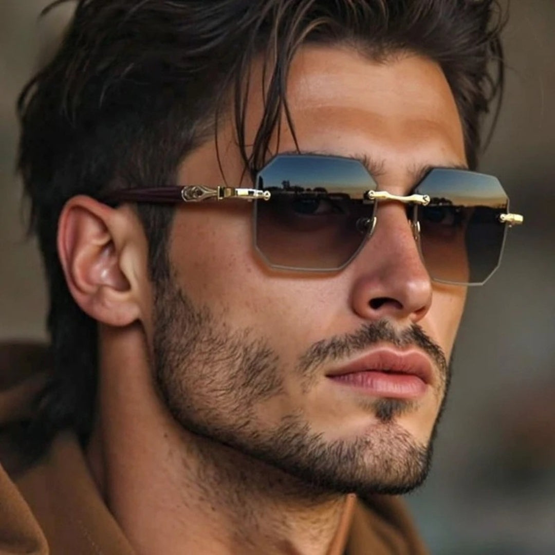 Ronny – Modische randlose quadratische Sonnenbrille für Herren