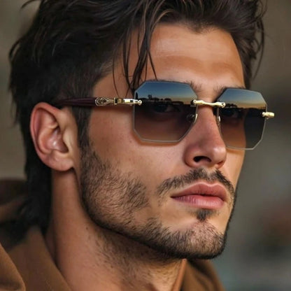 Ronny – Modische randlose quadratische Sonnenbrille für Herren