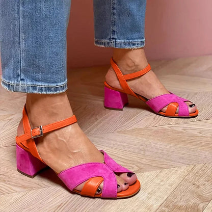 FABIANA | FARBIGE BLOCKSANDALEN MIT ABSÄTZEN