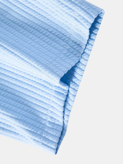 Muscle Fit geripptes Hemd mit Stehkragen