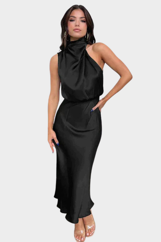 Julia - Stehkragen Halterkleid ohne Ärmel