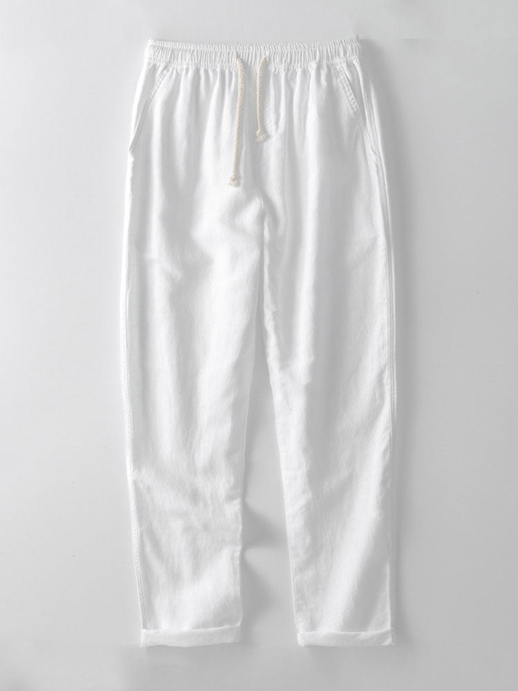 Gerade geschnittene Leinenhose