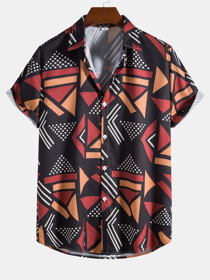 Geometrisch bedrucktes Hemd & Badeshorts