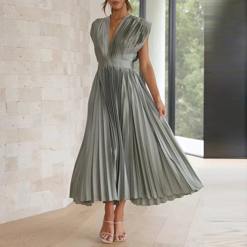 Hannah - Elegantes Plissiertes Maxikleid