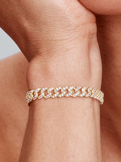 Moissanit Kubanisches Armband | Gold 18k