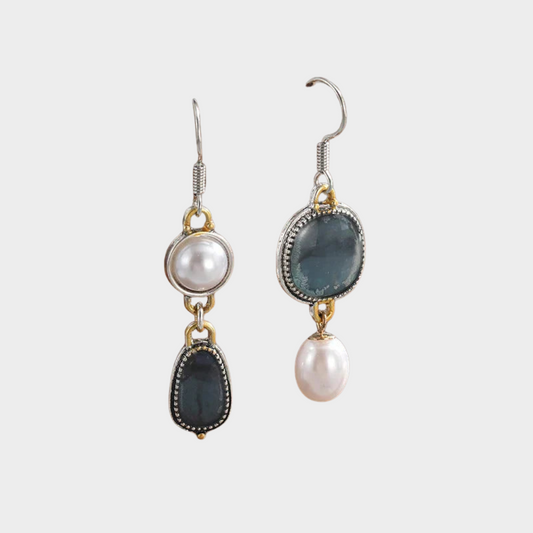 Blaue Vintage-Ohrringe aus Naturstein