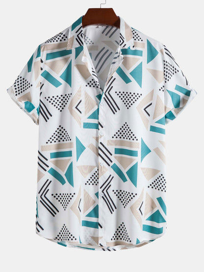 Geometrisch bedrucktes Hemd & Badeshorts