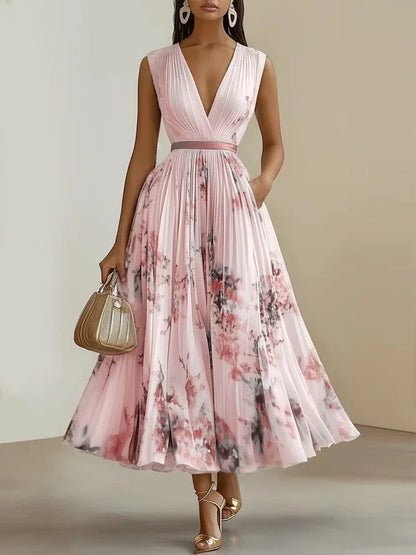 Isabella - Elegantes langes Kleid mit Aquarelldruck