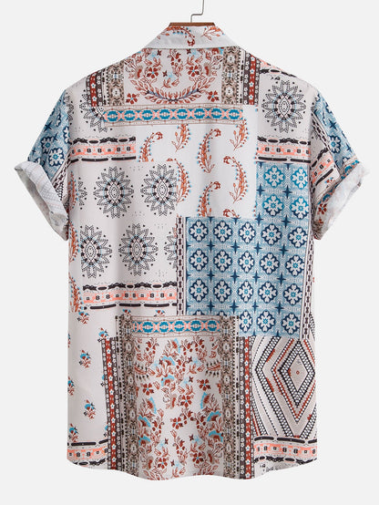 Schal-Print-Hemd mit Knöpfen