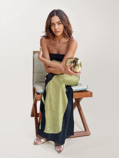 Anais - Trägerloses langes Kleid mit abstraktem Blumendruck