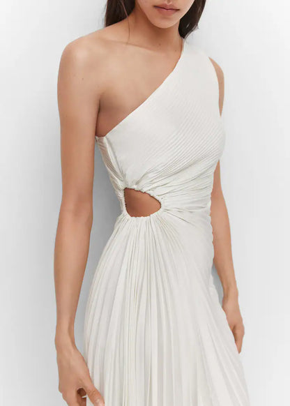 Sylviana - Ein-Schulter-Kleid mit Plissee Midi