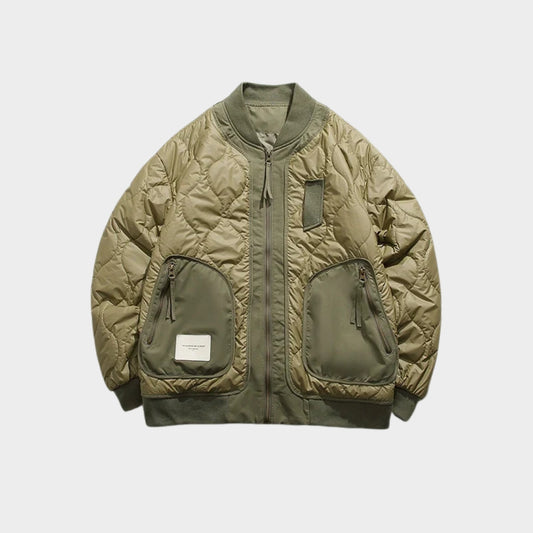 Contrast Color Diamond Pattern Thick Warm Cotton Jacket