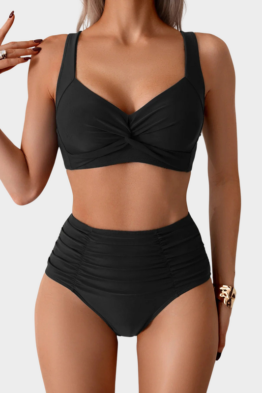 Nicoletta - Bandeau-Bikini mit gerafftem Stoff