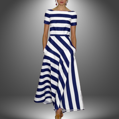 Amalia - Handgefertigtes gestreiftes langes Kleid