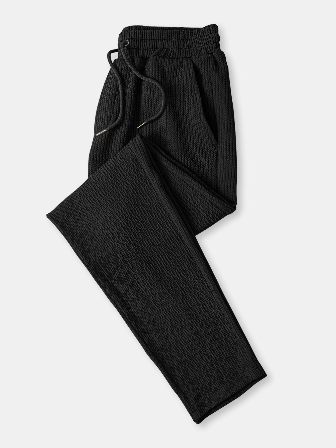 Langärmliges, figurbetontes Shirt mit geripptem Stehkragen und gerade geschnittene Hose mit geripptem Saum