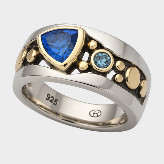Blauer Kristallring im Vintage-Stil