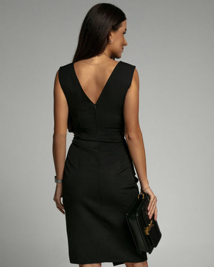 Florine | Tailliertes Kleid mit V-Ausschnitt und Schlitz