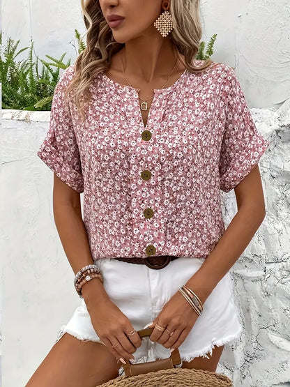 Franziska - Geblümte Bluse mit Knöpfen