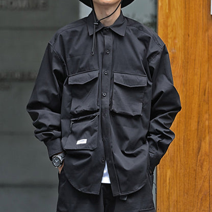 Japanisches lockeres Hemd mit mehreren Taschen