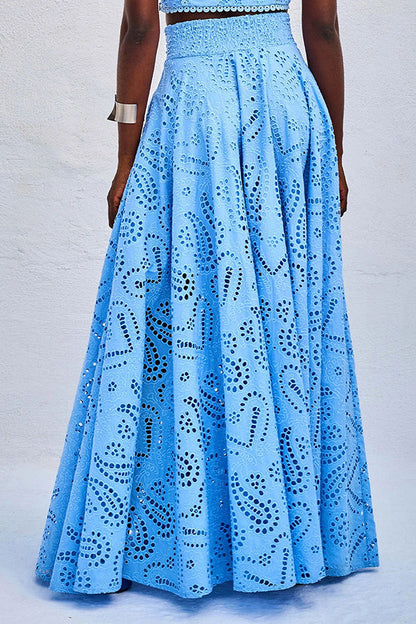 Lott - Zweiteiliges Set mit Stickerei und hochtailliertem langen Rock mit Taschen