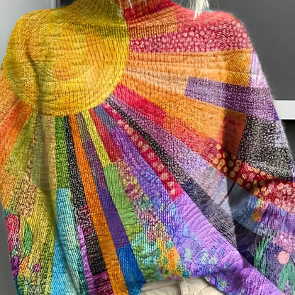 Ada – Farbenfroher und lebhafter Pullover mit hohem Kragen