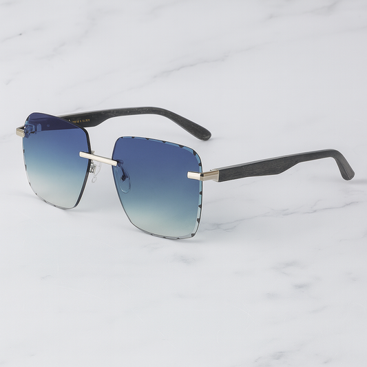 Steven - Diamond Cut Rimless Sunglasses