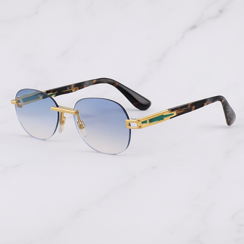 Joran - Rimless Round Acetate Gradient Sunglasses