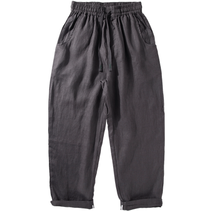 Atmungsaktive Hose mit geradem Bein aus lockerem Leinen