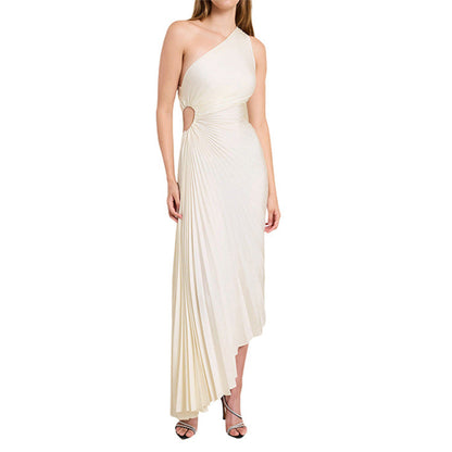 Sylviana - Ein-Schulter-Kleid mit Plissee Midi