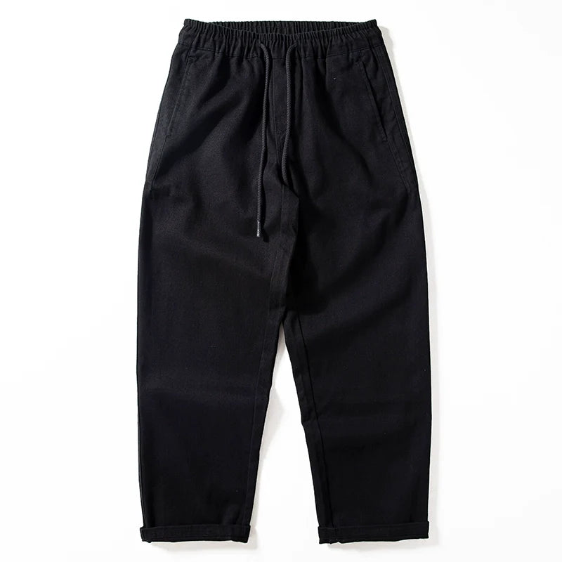 Dicke, gebürstete Baumwolle, lockere, gerade Hose