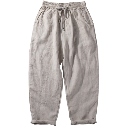 Atmungsaktive Hose mit geradem Bein aus lockerem Leinen