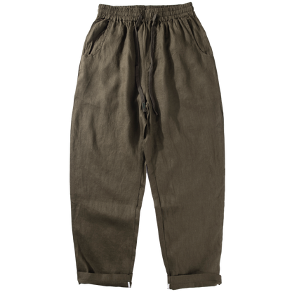 Atmungsaktive Hose mit geradem Bein aus lockerem Leinen