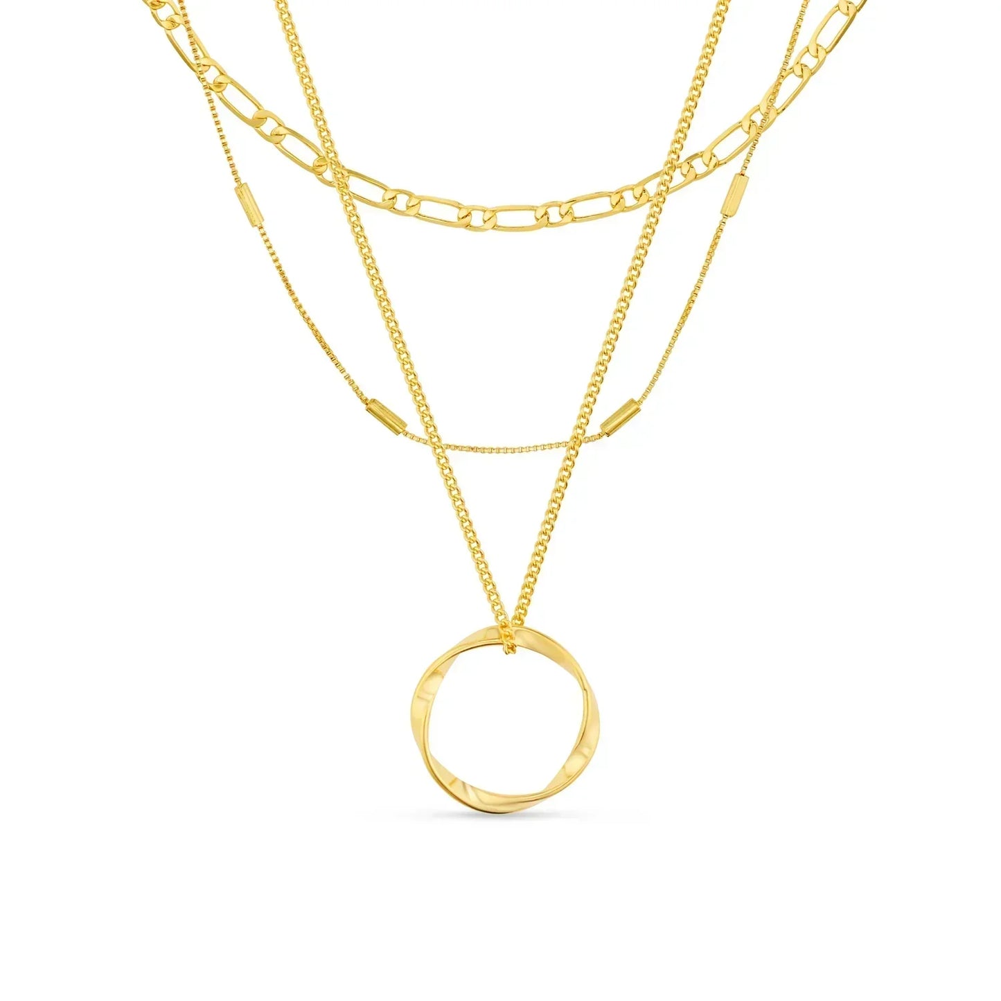Offener Kreis dreireihige Halskette | Gold 18k