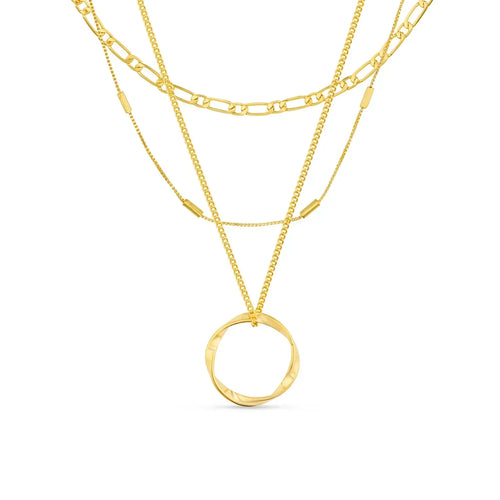 Offener Kreis dreireihige Halskette | Gold 18k