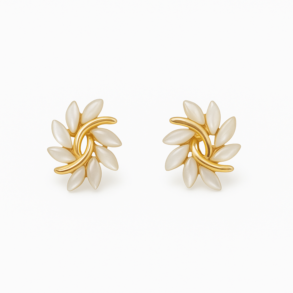 Luxus-Ohrringe aus weißem Opal in Gold