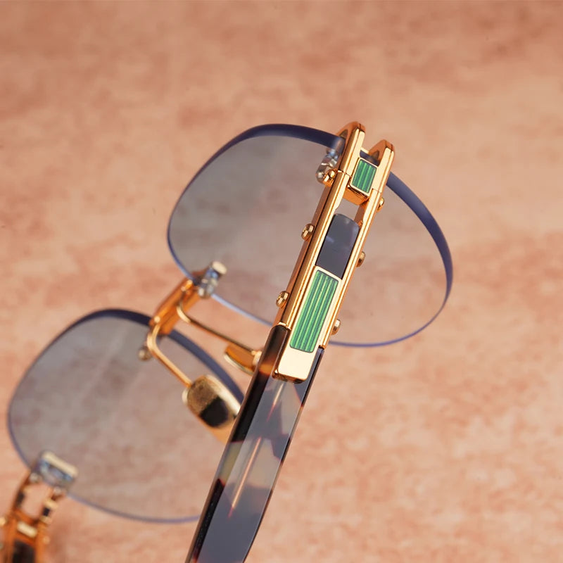 Joran - Rimless Round Acetate Gradient Sunglasses