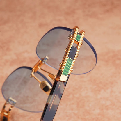 Joran - Rimless Round Acetate Gradient Sunglasses