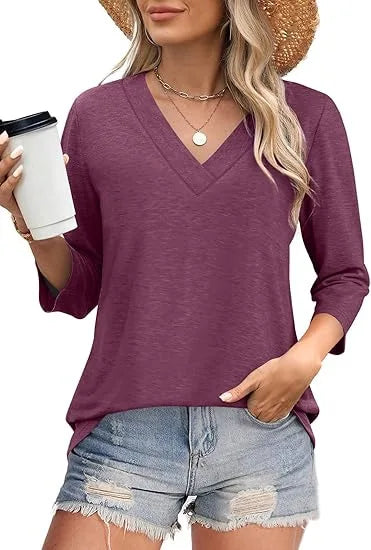 Carine - T-shirt mit V-Ausschnitt