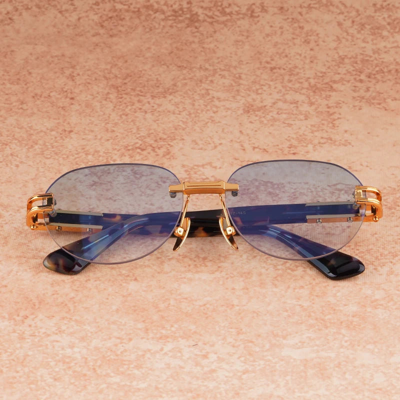 Joran - Rimless Round Acetate Gradient Sunglasses
