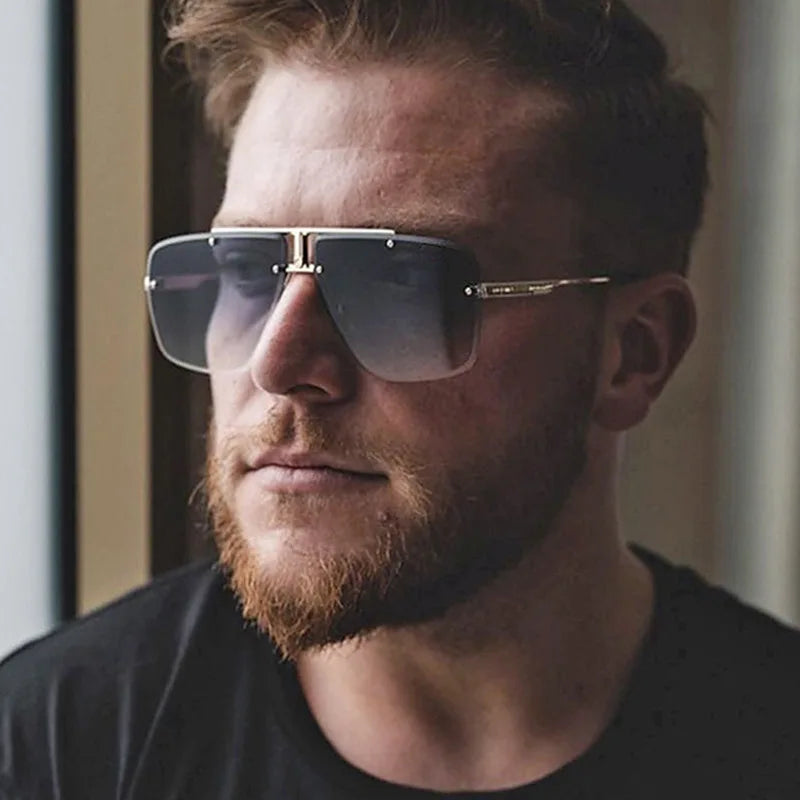 Rudy - Double Beam Rimless Square Sunglasses