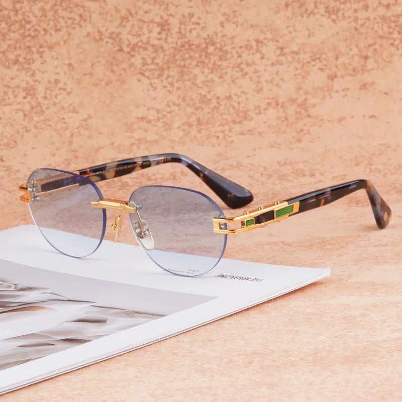 Joran - Rimless Round Acetate Gradient Sunglasses