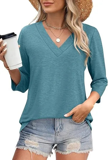 Carine - T-shirt mit V-Ausschnitt