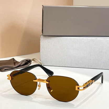 Joran - Rimless Round Acetate Gradient Sunglasses