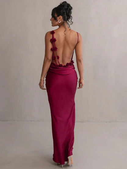 Cassiane - Kleid aus Satin mit Blumenmuster