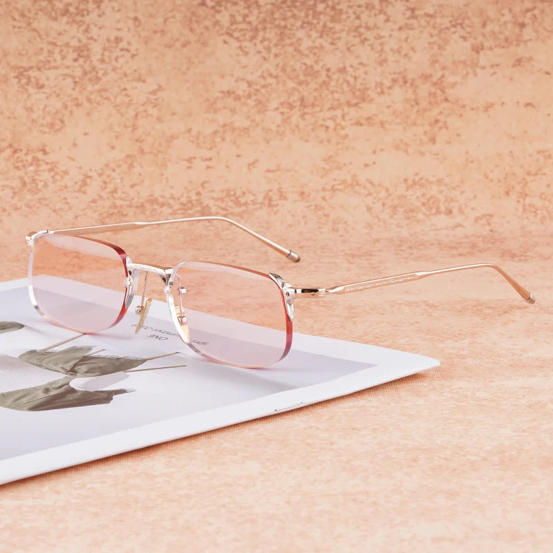 Timmy -  Rimless Alloy Retangle Sunglasses