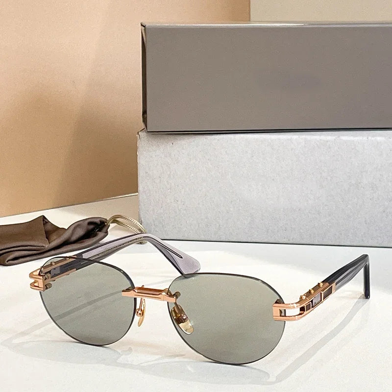 Joran - Rimless Round Acetate Gradient Sunglasses