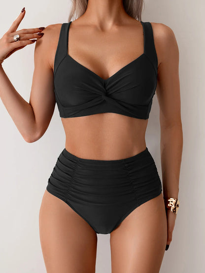 Nicoletta - Bandeau-Bikini mit gerafftem Stoff